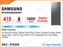 SAMSUNG Refrigerator RT42CG6644S9ST 2Door, Digital Inverter, All Around Cooling,415L