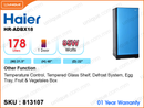 Haier HR-ADBX18 1Door, 177L Refrigerator