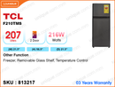 TCL Refrigerator F210TMS, 2Door, 207L