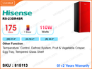 Hisense RS-23DR4SR 1Door, 175L Refrigerator