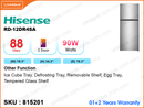 Hisense Refrigerator RD-12DR4SA, 2 Door, 88L