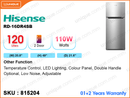 Hisense RD-16DR4SB 2Door, 120L Refrigerator