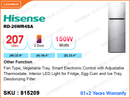Hisense RD-26WR4SA 2 Door,207L Refrigerator