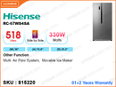 Hisense Refrigerator RC-67WS4SA 2 Door,Side By Side, 518L