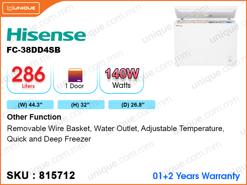 Hisense FC-38DD4SB 3' 8", 286L Chest Freezer