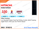 HITACHI R-BG410PG6X 2Door,Low Mounted Freezer,330L,Refrigerator