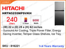 HITACHI Refrigerator HRTN5255MPSVKH 2Door, 255L