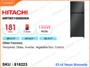 HITACHI Refrigerator HRTN5198MXKH 2Door, 181L