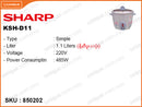 SHARP KSH-D11, 1.1L, 485W, Simple Rice Cooker
