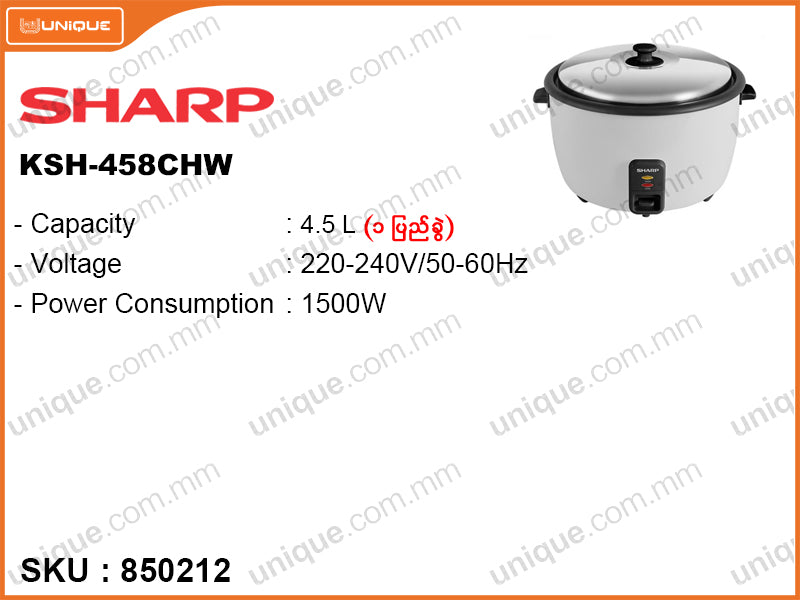 SHARP KS-H458CWH 4.5L Simple Rice Cooker