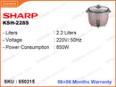 SHARP Simple Rice Cooker, KS-H228S, 2.2L