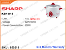 SHARP Simple Rice Cooker, KSH-D18 1.8L(With Warranty)