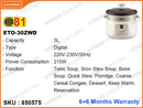 81 ETO-30ZWD 3.0L 215W Microcomputer Electric Stew Pot