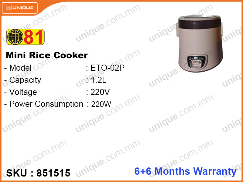 81 ETO-02P 1.2L, Mini Rice Cooker