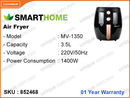 SMARTHOME MV-1350 3.5L, 1400W Air Fryer