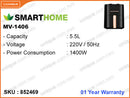 SMARTHOME MV-1406 5.5L, 1400W Air Fryer