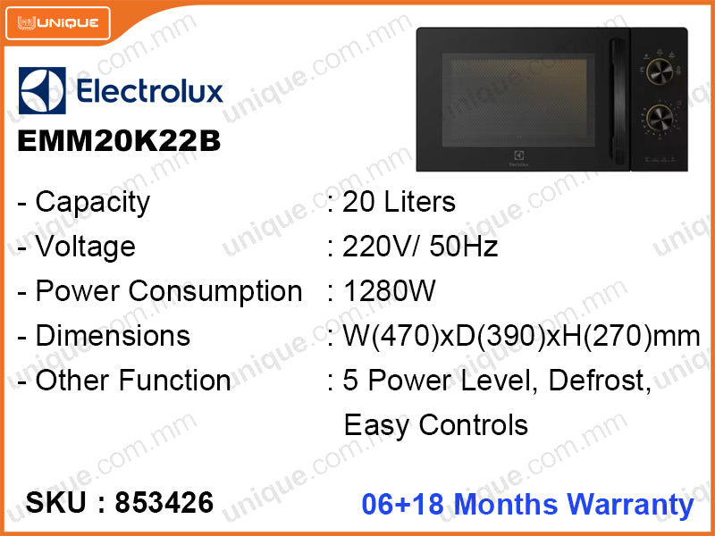 Electrolux EMM20K22B 20L, 800W Microwave Oven