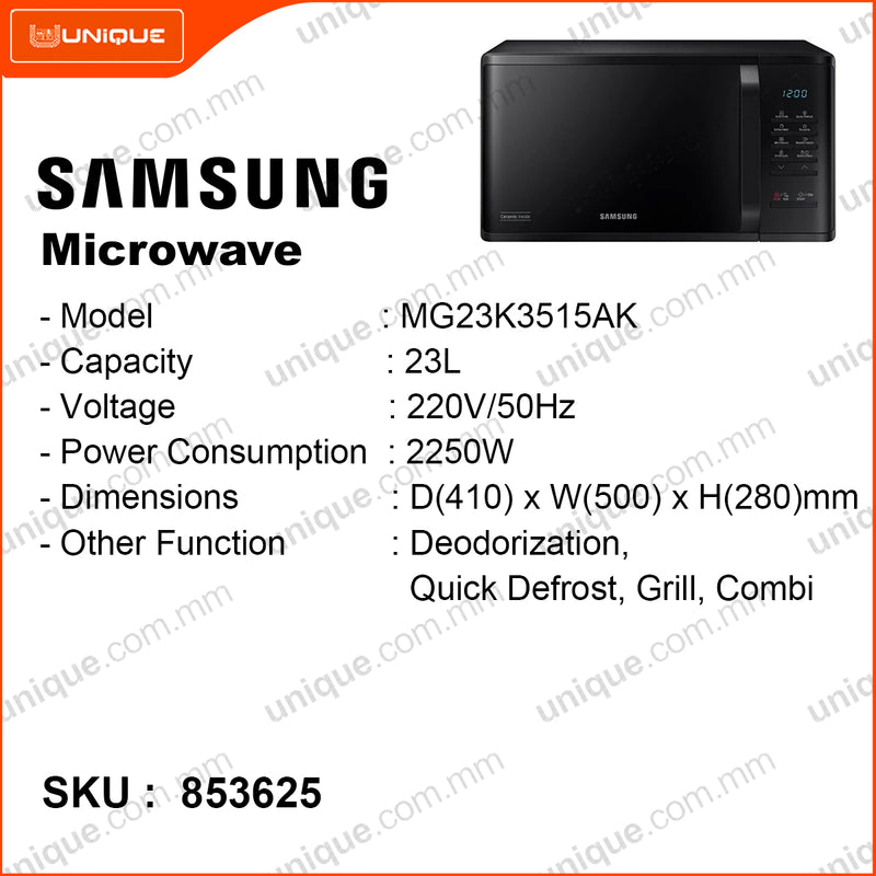SAMSUNG MG23K3515AK/ST 25L,1050W Microwave