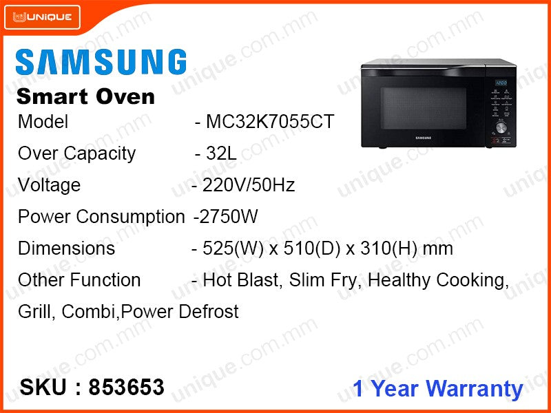 SAMSUNG MC32K7055CTST 32L, 1900W Microwave, Convection