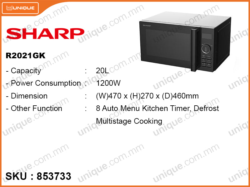 SHARP R2021GK 20L, 800W Microwave – unique.com.mm