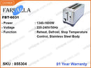 FARFALLA FBT-6031 2 Wide Slot, 1600W Bread Toaster