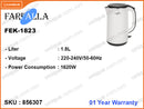 FARFALLA FEK-1823 1.8L, 1620W Electric Kettle