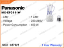 Panasonic MX-EP3111W 1L,2 in 1,450W Blender