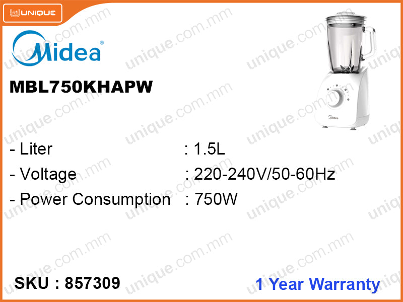 Midea MBL750KHAPW 1.5L, 750W Blender