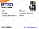 Cornell CCME121BK 1.5L 1000W Coffee Maker