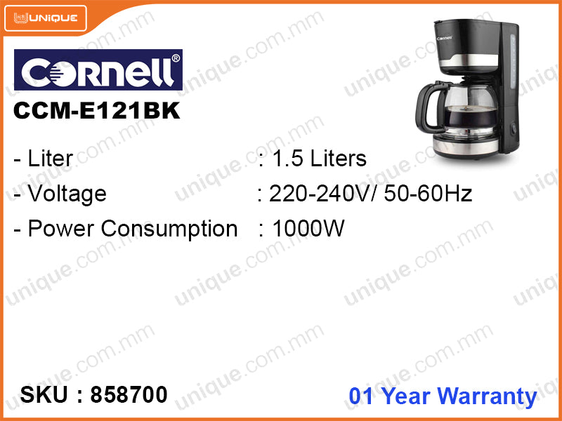 Cornell CCME121BK 1.5L 1000W Coffee Maker