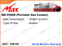 Max Portable Gas Cooker, MS-3500S