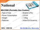 National Portable Gas Cooker, MS-5500