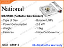 National Portable Gas Cooker, MS-9500