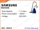 SAMSUNG VCC4540S36/XST Bagless 1800W Vacuum Cleaner