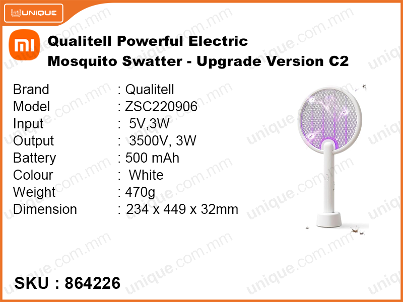 Mi Qualitell ZSC220906 White Powerful Electric Mosquito Swatter C2