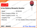 iMax iM-MS 200 Li-ion Battery Mosquito Swatter (Battery Without Warranty)