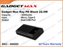 GADGET MAX RAY PD Black 22.5W 30000mAh Power Bank