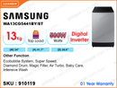 SAMSUNG WA13CG5441BYST Fully Auto, 13kg Washing Machine