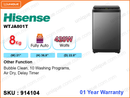 Hisense WTJA801T Fully Auto, 8Kg Washing Machine
