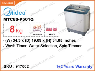 Midea MTC80-P501Q Semi Auto, 8kg Washing Machine