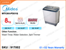 Midea MTC80-P501Q Semi Auto, 8kg Washing Machine
