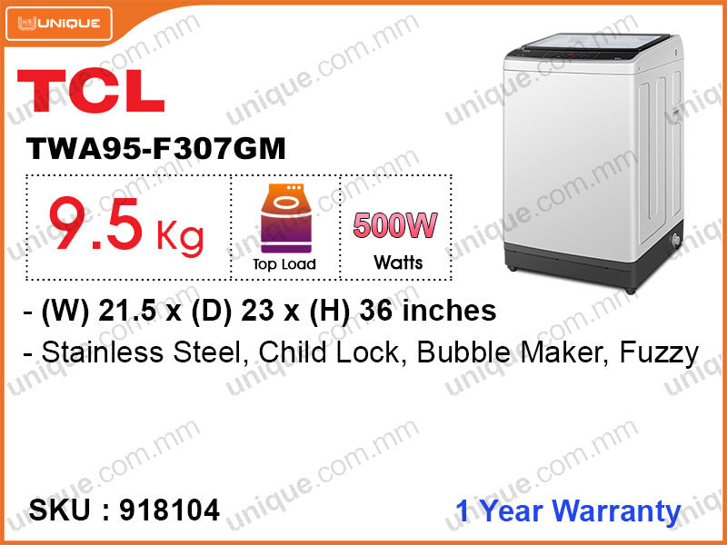 TCL TWA95- F307GM Fully Auto, 9.5kg Washing Machine