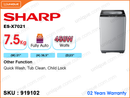 SHARP ES-X7021 Fully Auto, 7.5kg Washing Machine
