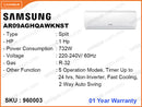 SAMSUNG AR09AGHQAWKNST Split, 1HP, Non Inverter Air Conditioner