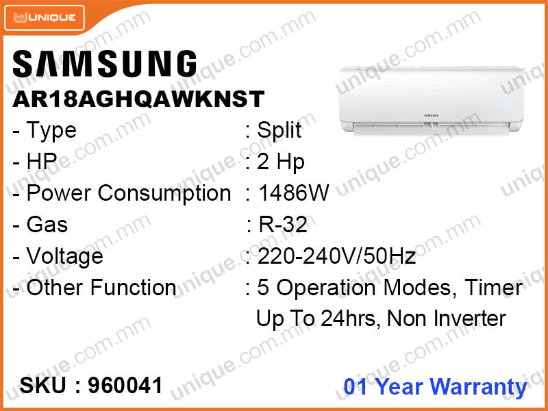 SAMSUNG AR18AGHQAWKNST Split, 2HP, Non Inverter Air Conditioner