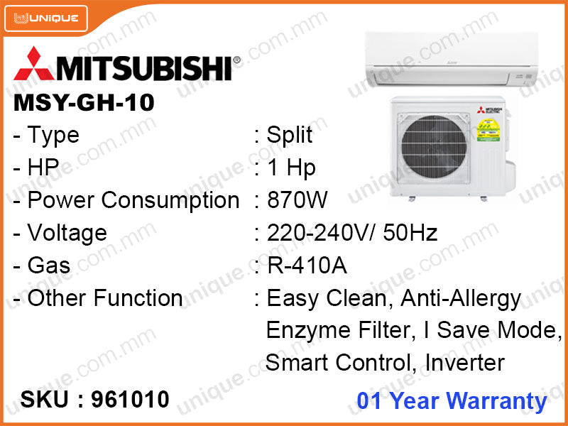 MITSUBISHI MSY-GH-10 Split, 1HP, Inverter Air Conditioner