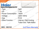 Haier HSU-09VQAC03T Split, 1HP, Inverter Air Conditioner