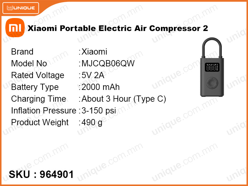 Xiaomi MJCQB06QW Black Portable Electric Air Compressor 2