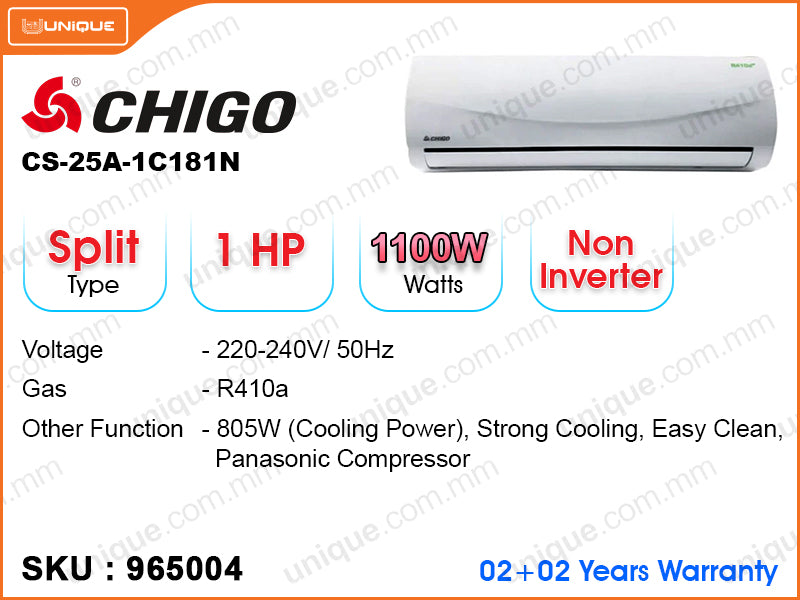 CHIGO CS-25A-1C 181N Split, 1HP, Non Inverter Air Conditioner