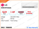 LG S4NC09TZAAA Split 1HP, Non-Inverter Air Conditioner